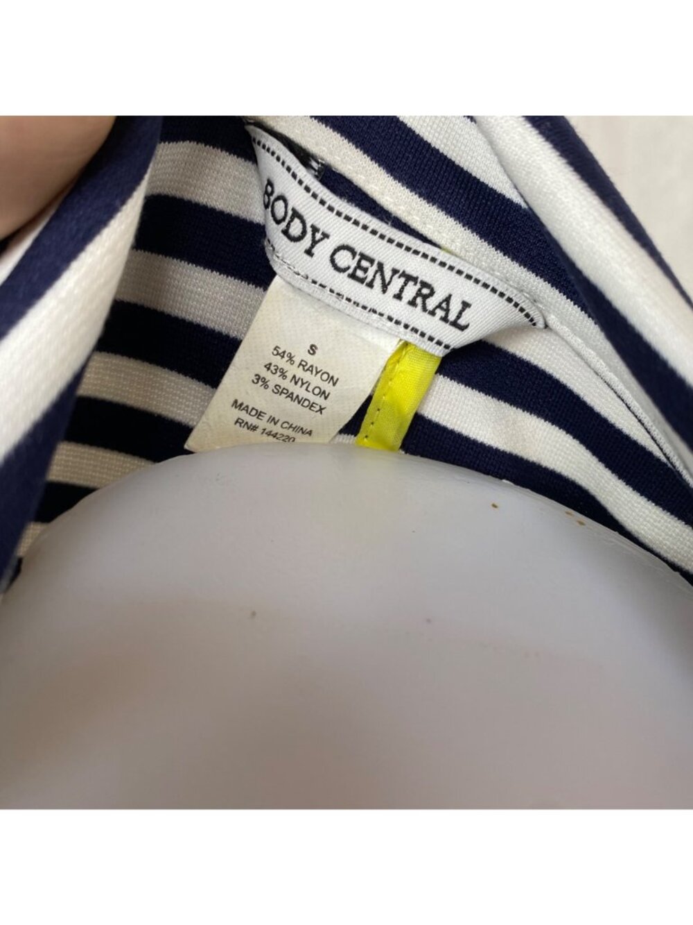 Striped Navy & White Blazer Jacket Womens Small Body Central Rayon Blend - Picture 6 of 10